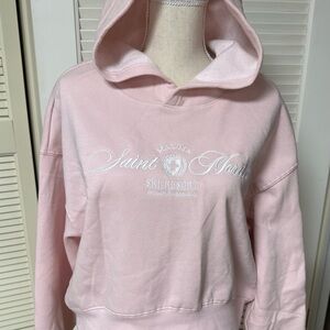 Saint Moritz Ski Resort Soft Light Pink Hoodie with Embroidered Design
